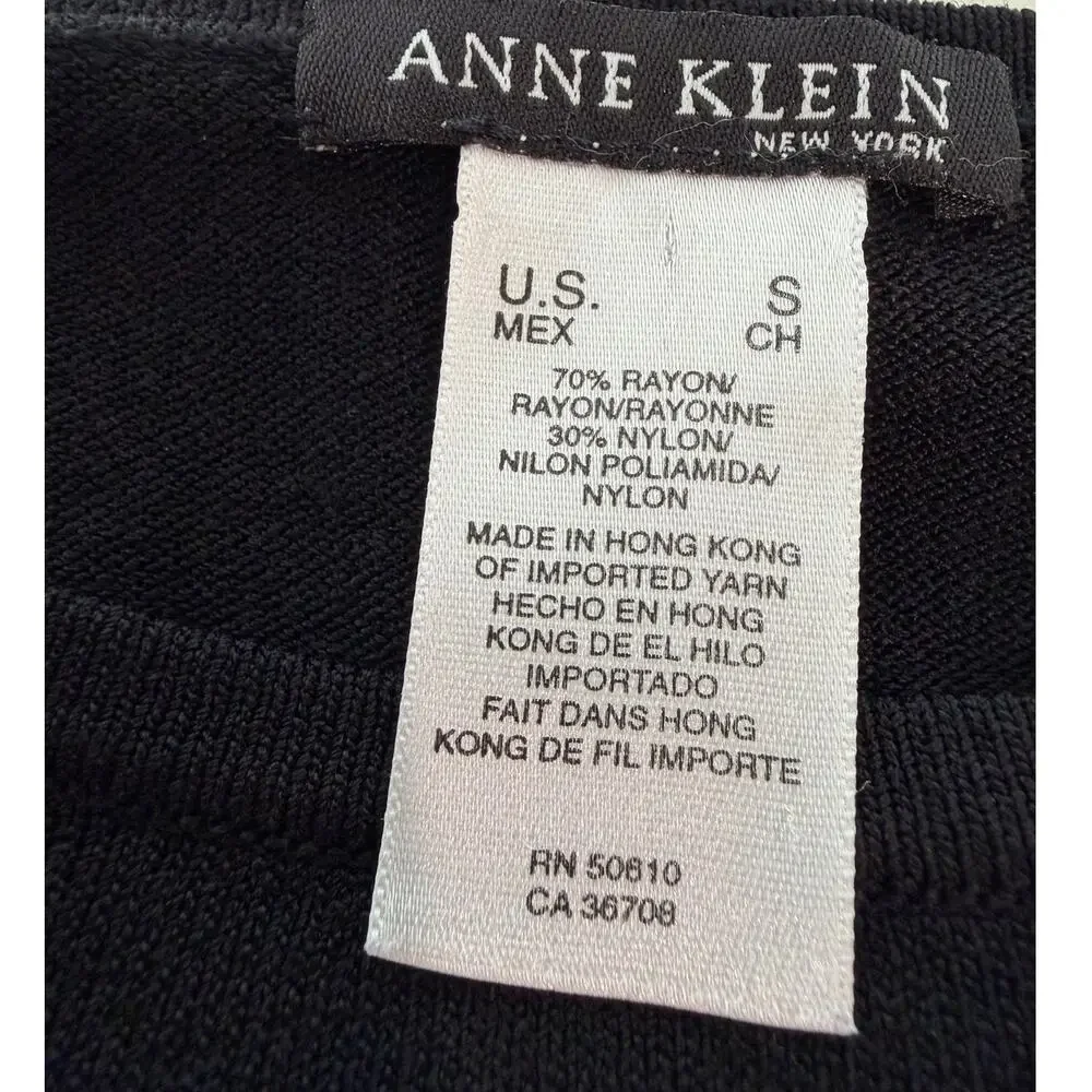 Anne Klein Black Button Shoulder Sweater S Pearlized Shell Button Raglan Knit